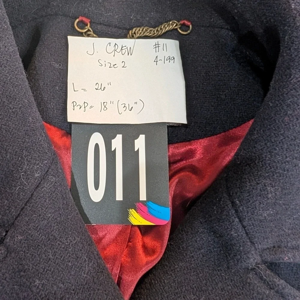 J.Crew Stadium Cloth Wool Peacoat Navy Blue Gold Crest Button‎ 49360 Womens 2 - Picture 12 of 12